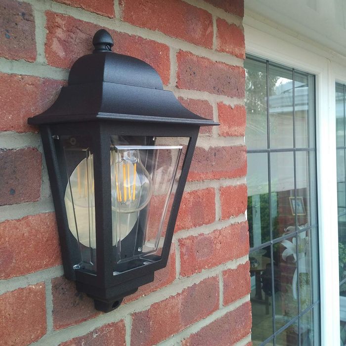 Elstead Deco Lane Outdoor Half Lantern in Black
