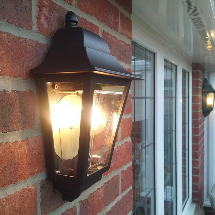 Elstead Deco Lane Outdoor Half Lantern in Black