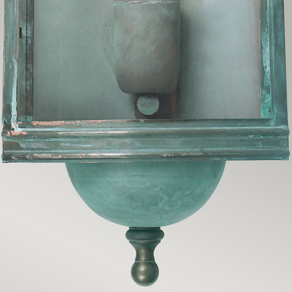 Elstead Downing Street Outdoor Coastal Wall Lantern in Solid Brass Verdigris