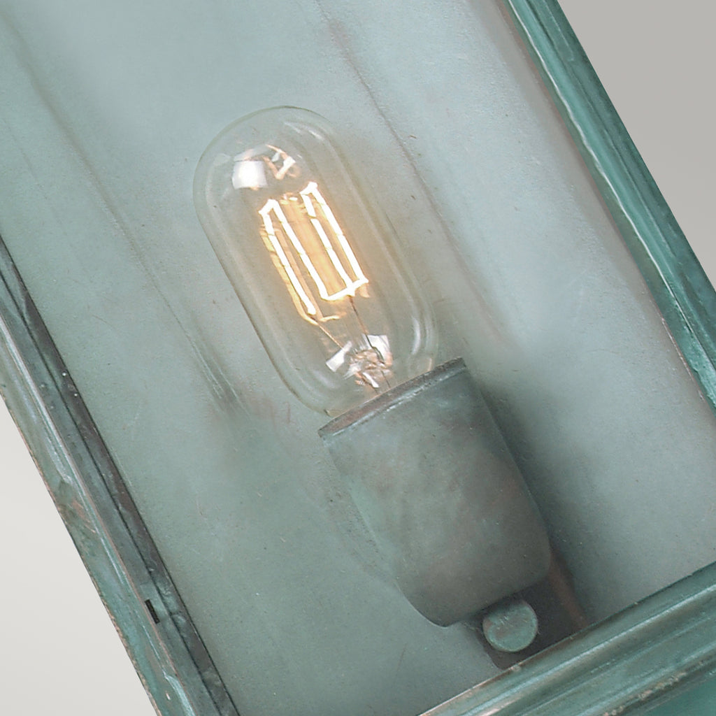 Elstead Downing Street Outdoor Coastal Wall Lantern in Solid Brass Verdigris