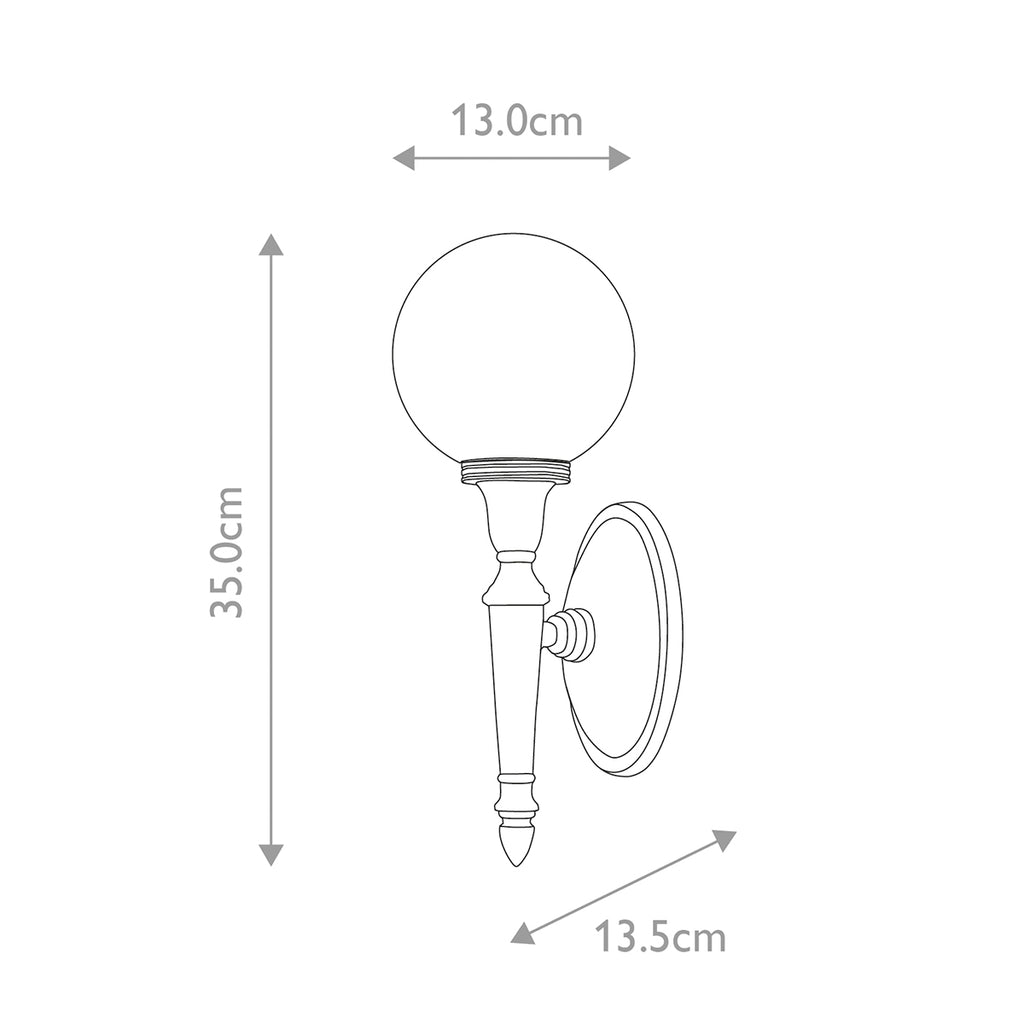 Elstead Dryden Bathroom Wall Light in Polished Chrome with Spherical Shade