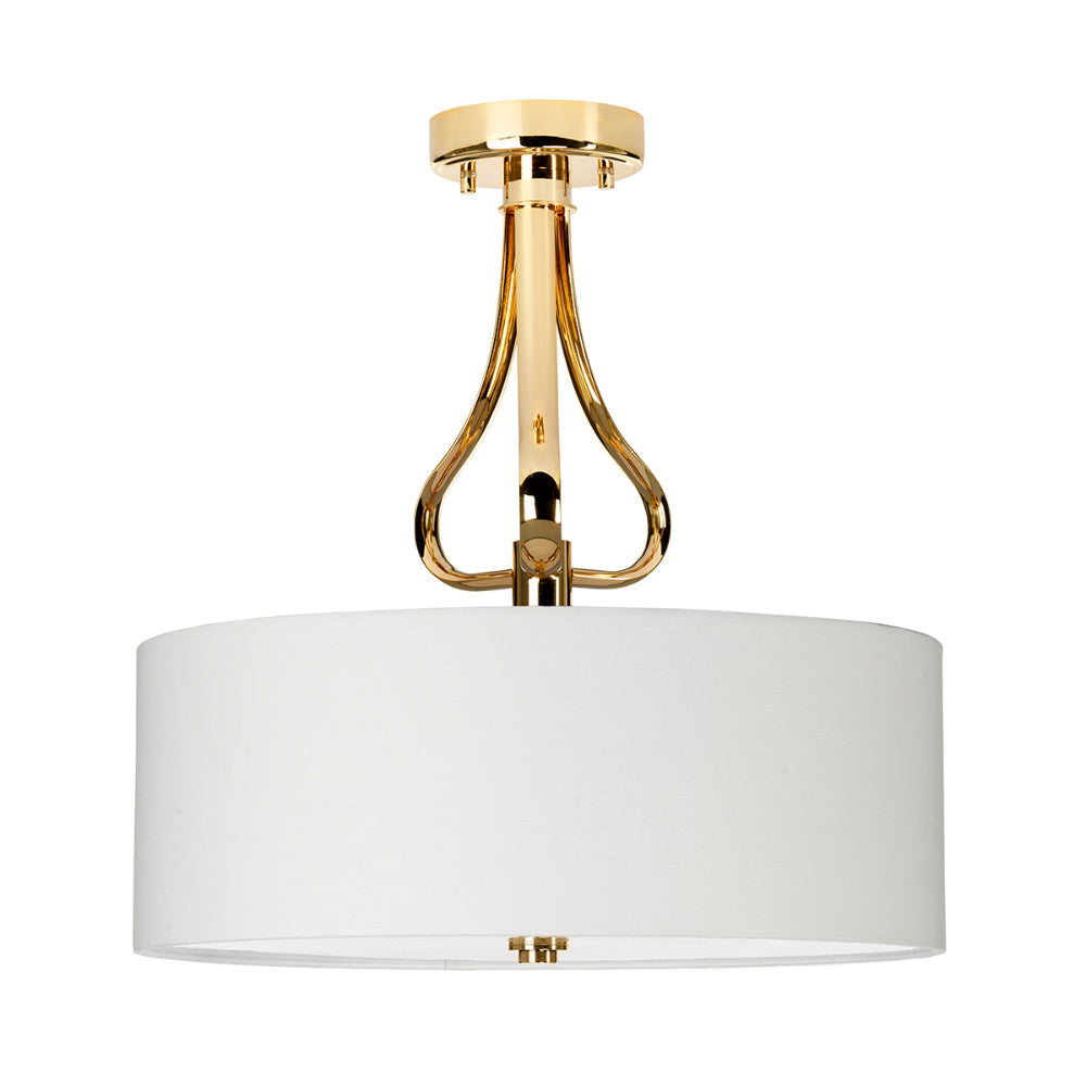 Elstead Falmouth 3 Light Semi Flush Ceiling Light in French Gold