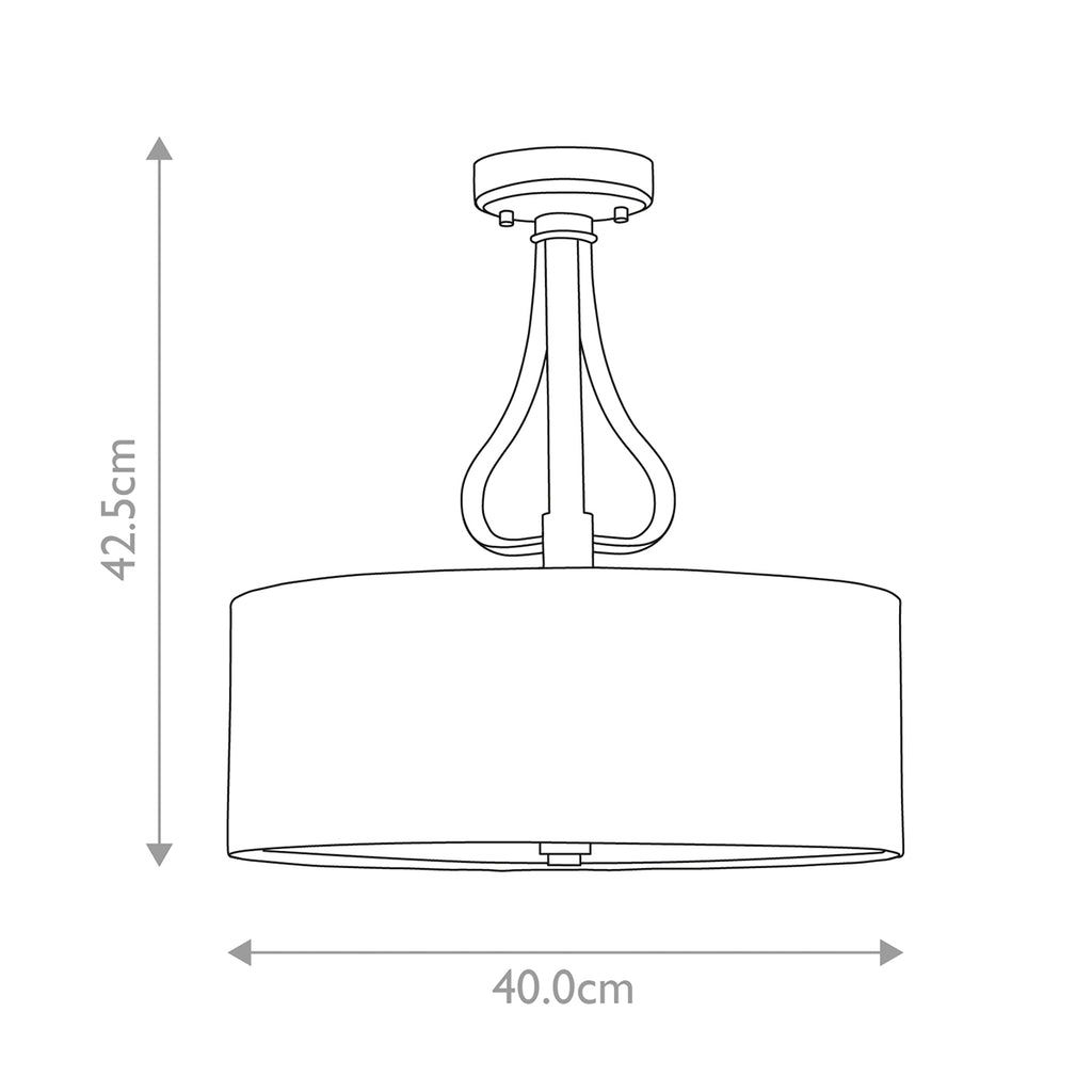 Elstead Falmouth 3 Light Semi Flush Ceiling Light in Polished Chrome
