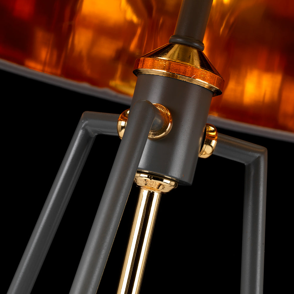 Elstead Ferrara Table Lamp in Polished Gold with Grey Shade