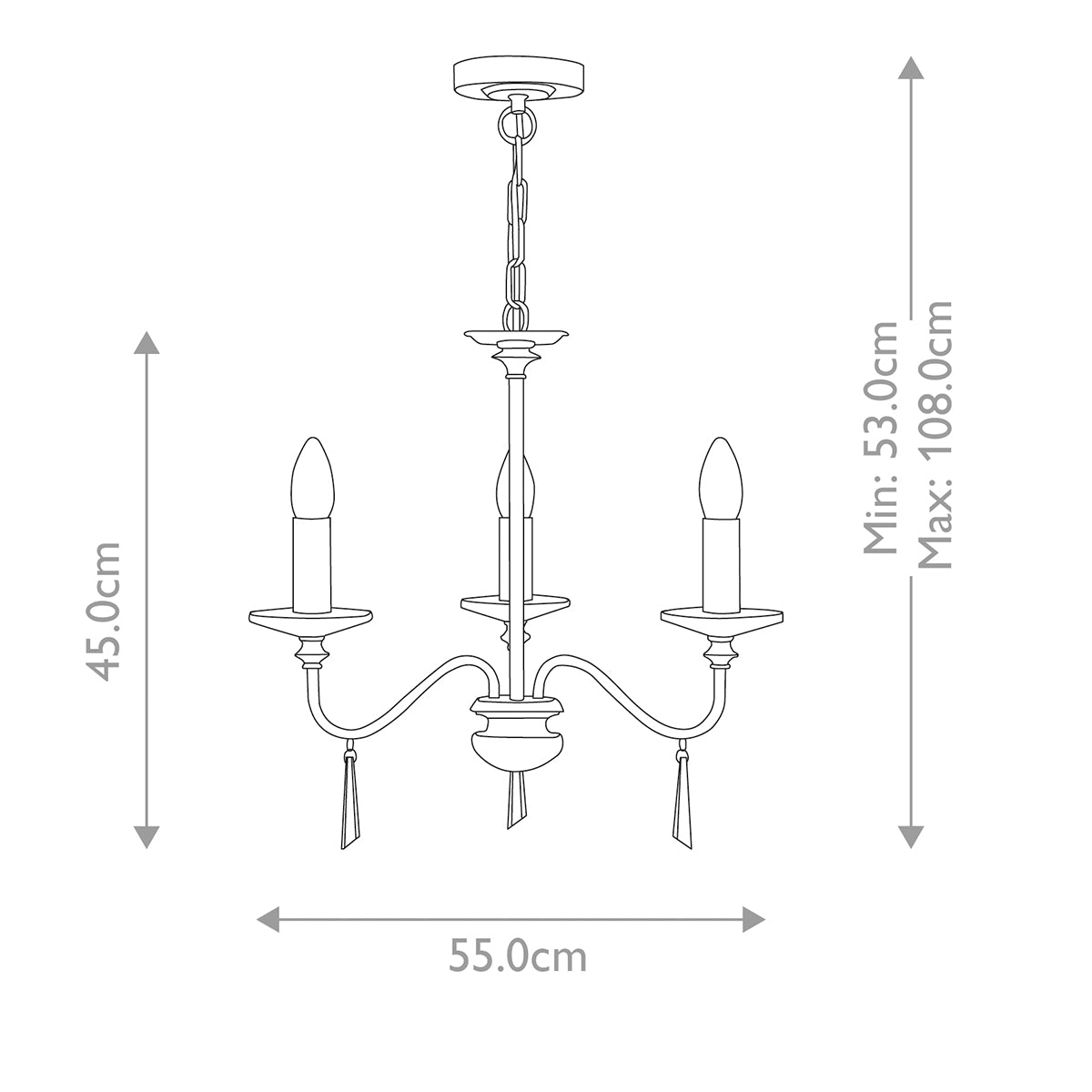 Elstead Finsbury Park 3 Light Ceiling Chandelier in Polished Nickel