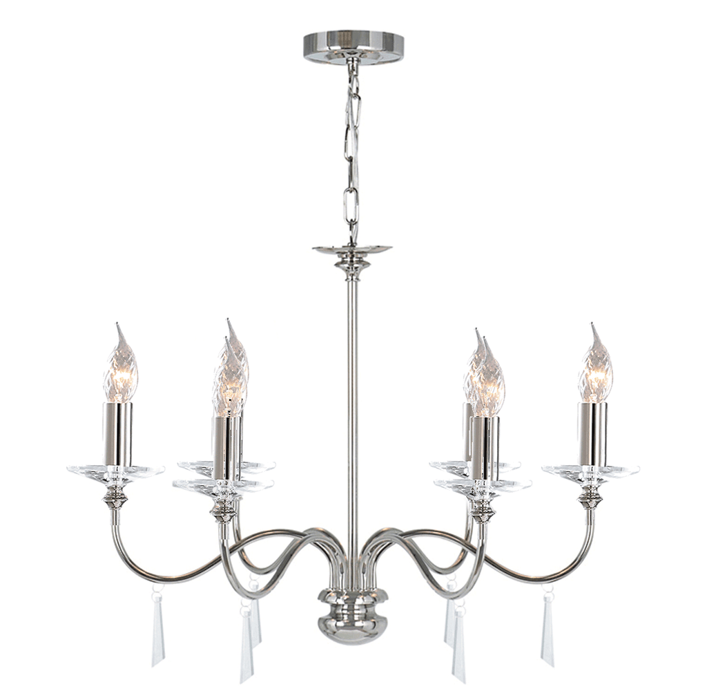 Elstead Finsbury Park 6 Light Ceiling Chandelier in Polished Nickel