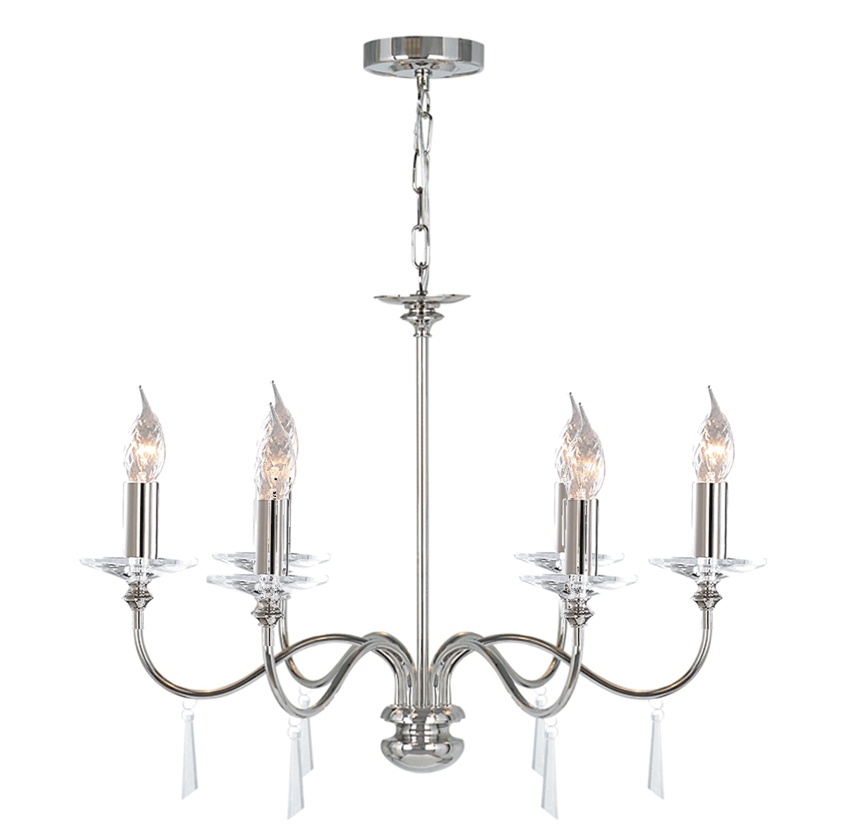 Elstead Finsbury Park 6 Light Ceiling Chandelier in Polished Nickel
