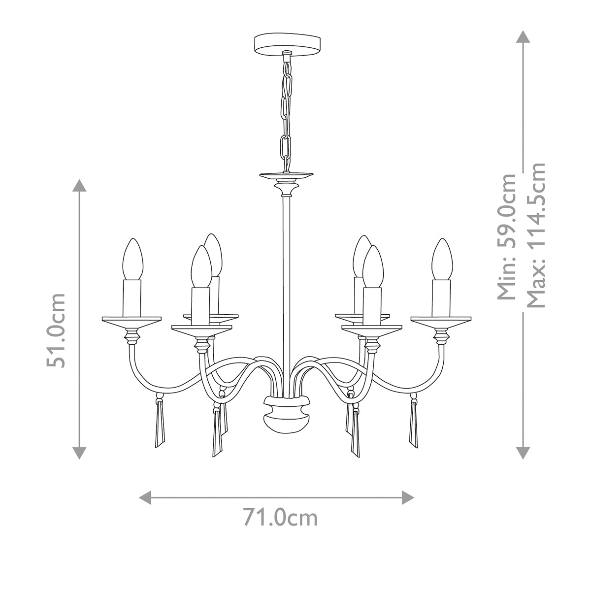 Elstead Finsbury Park 6 Light Ceiling Chandelier in Polished Nickel