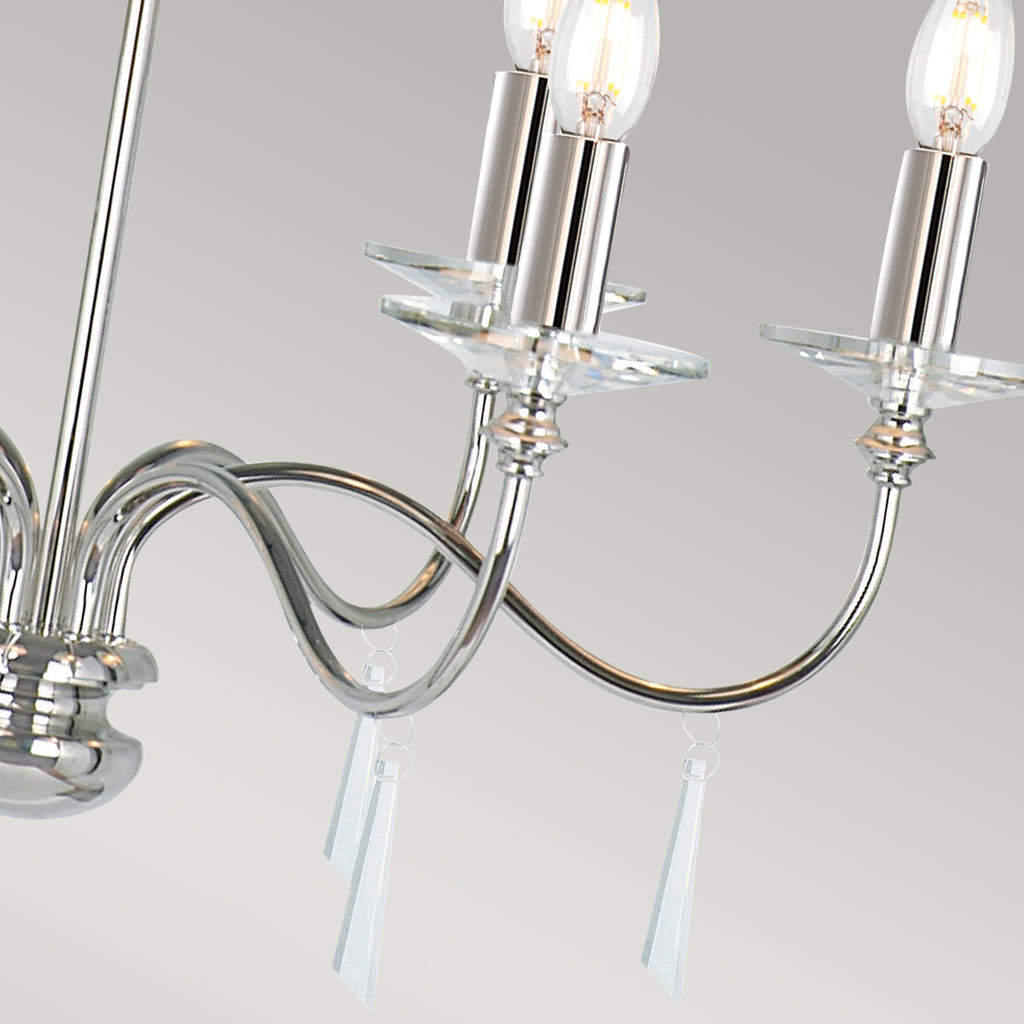Elstead Finsbury Park 6 Light Ceiling Chandelier in Polished Nickel