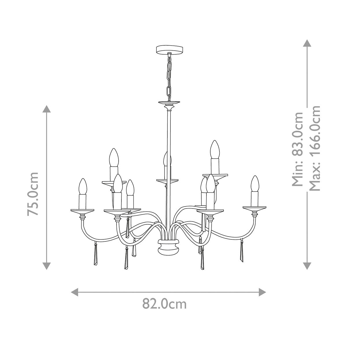 Elstead Finsbury Park 9 Light Chandelier in Polished Nickel