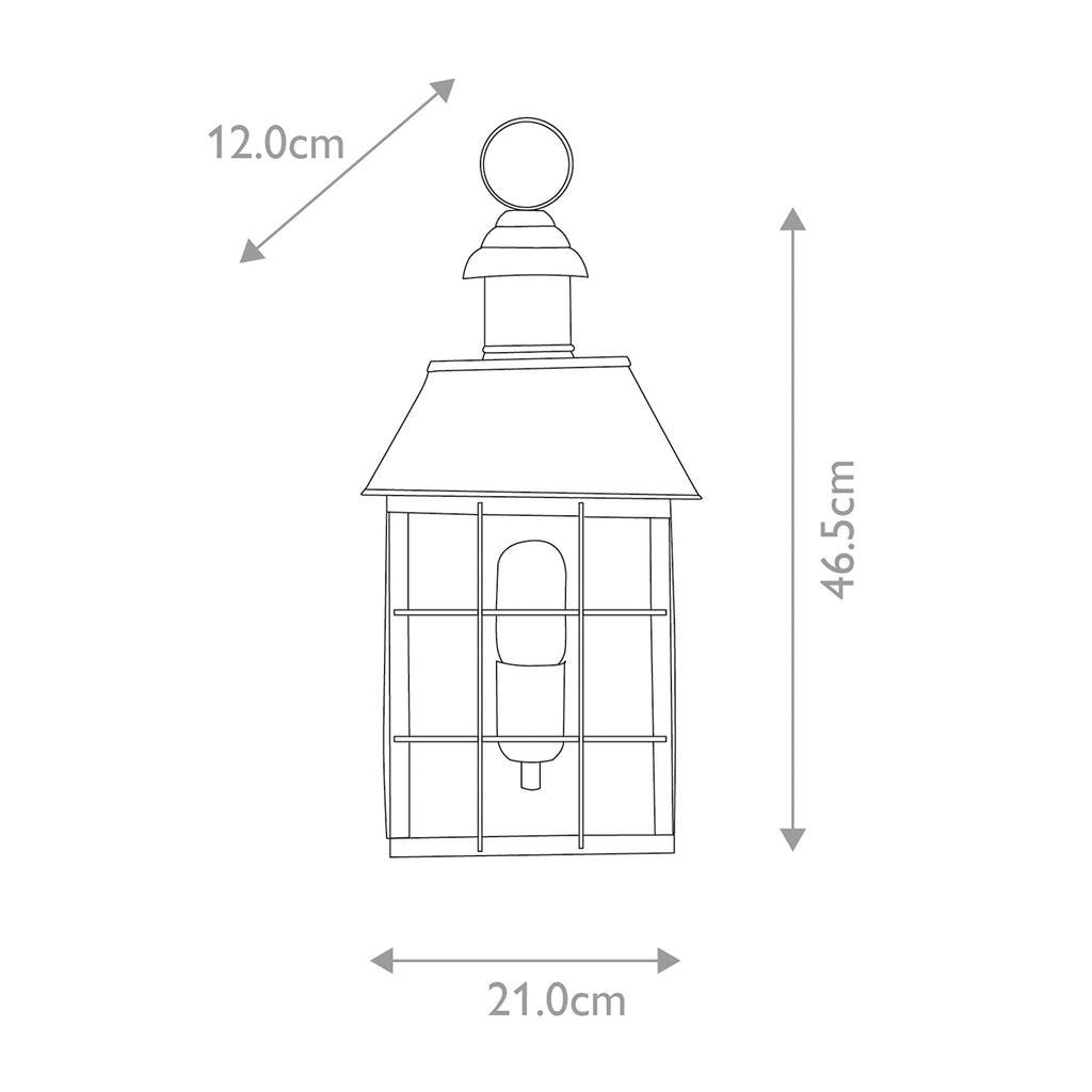 Elstead Hyde Park Outdoor Wall Lantern in Solid Antique Brass