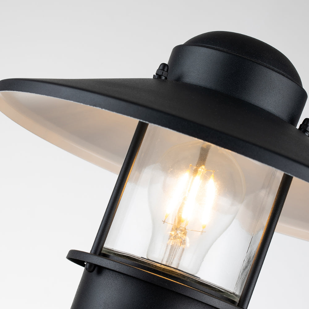 Elstead Klampenborg 1 Light Pedestal with PIR in Black