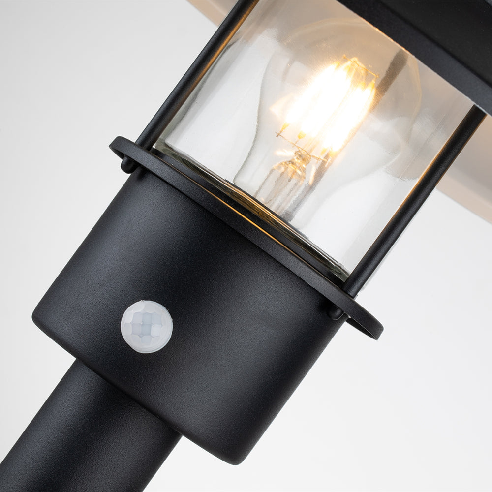 Elstead Klampenborg 1 Light Pedestal with PIR in Black