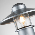 Elstead Klampenborg 1 Light Pedestal with PIR in Silver