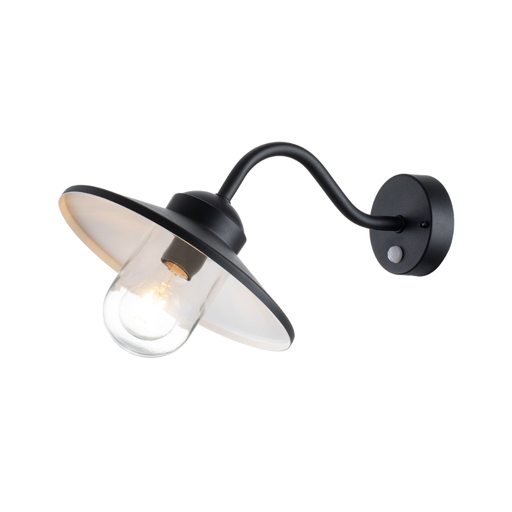 Elstead Klampenborg 1 Light Wall Lantern with PIR in Black