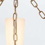 Elstead Kristy 3 Light Chandelier Distressed Gold with Opal Glass Shade
