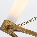 Elstead Kristy 4 Light Chandelier Distressed Gold with Opal Glass Shade