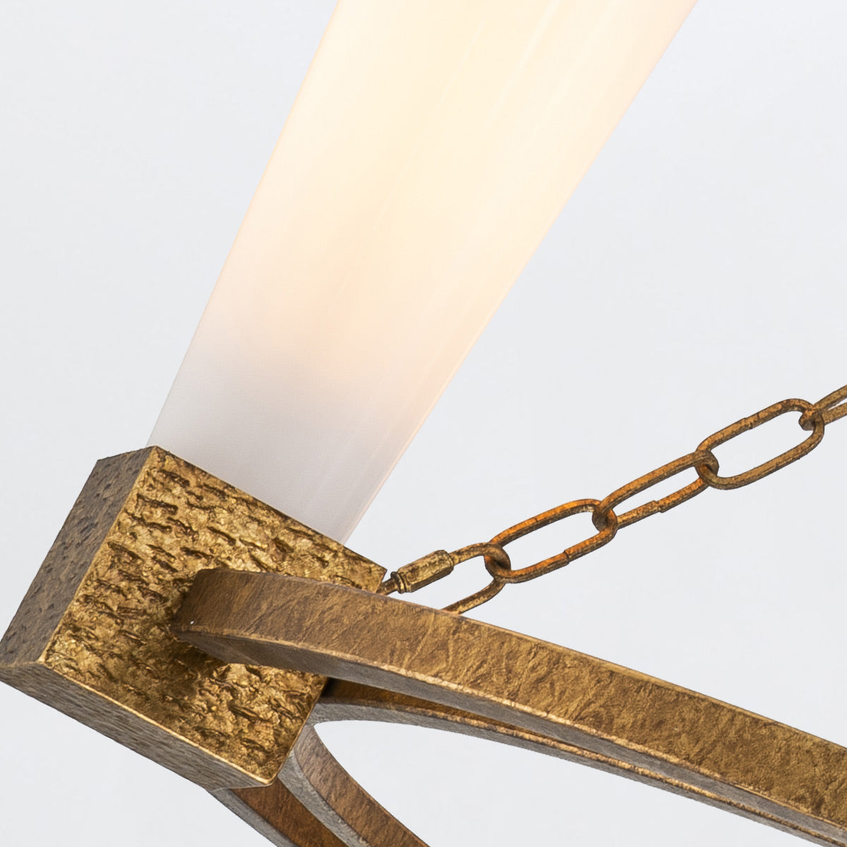 Elstead Kristy 4 Light Chandelier Distressed Gold with Opal Glass Shade