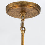 Elstead Kristy 4 Light Chandelier Distressed Gold with Opal Glass Shade