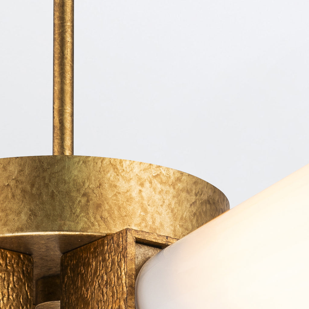 Elstead Kristy 4 Light Semi-Flush Distressed Gold with Opal Glass Shade