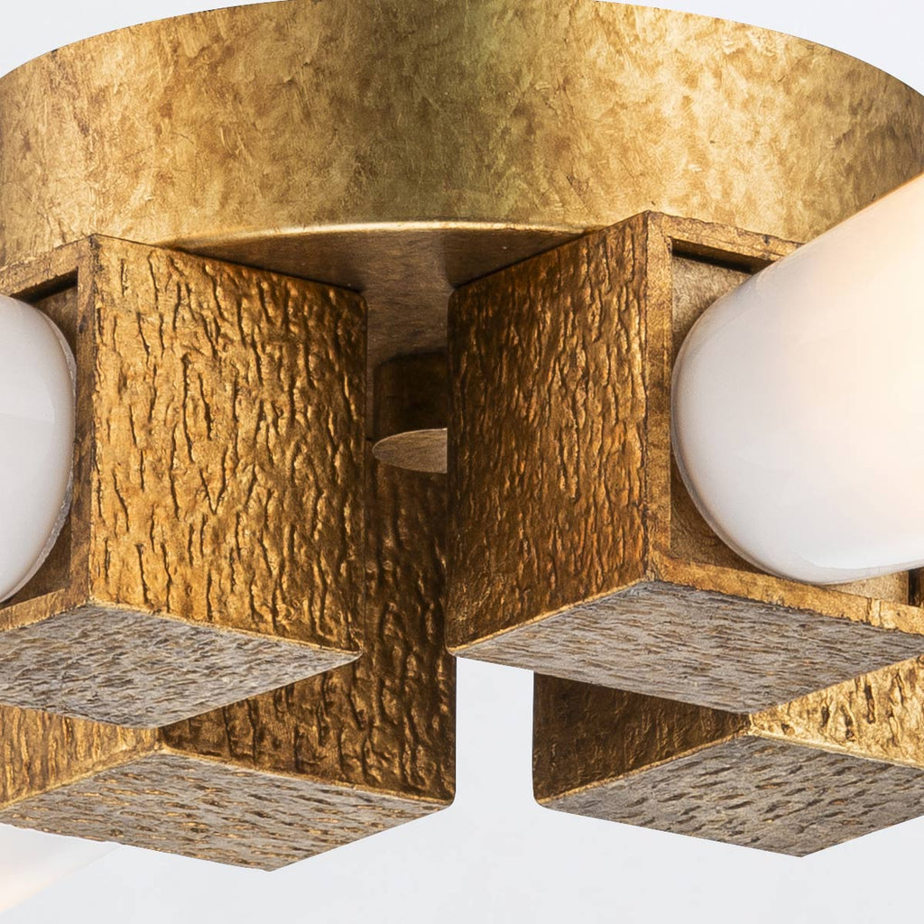 Elstead Kristy 4 Light Semi-Flush Distressed Gold with Opal Glass Shade