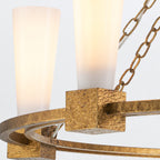 Elstead Kristy 5 Light Chandelier Distressed Gold with Opal Glass Shade