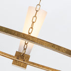 Elstead Kristy 5 Light Chandelier Distressed Gold with Opal Glass Shade