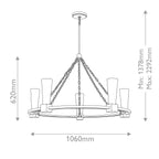 Elstead Kristy 5 Light Chandelier Distressed Gold with Opal Glass Shade
