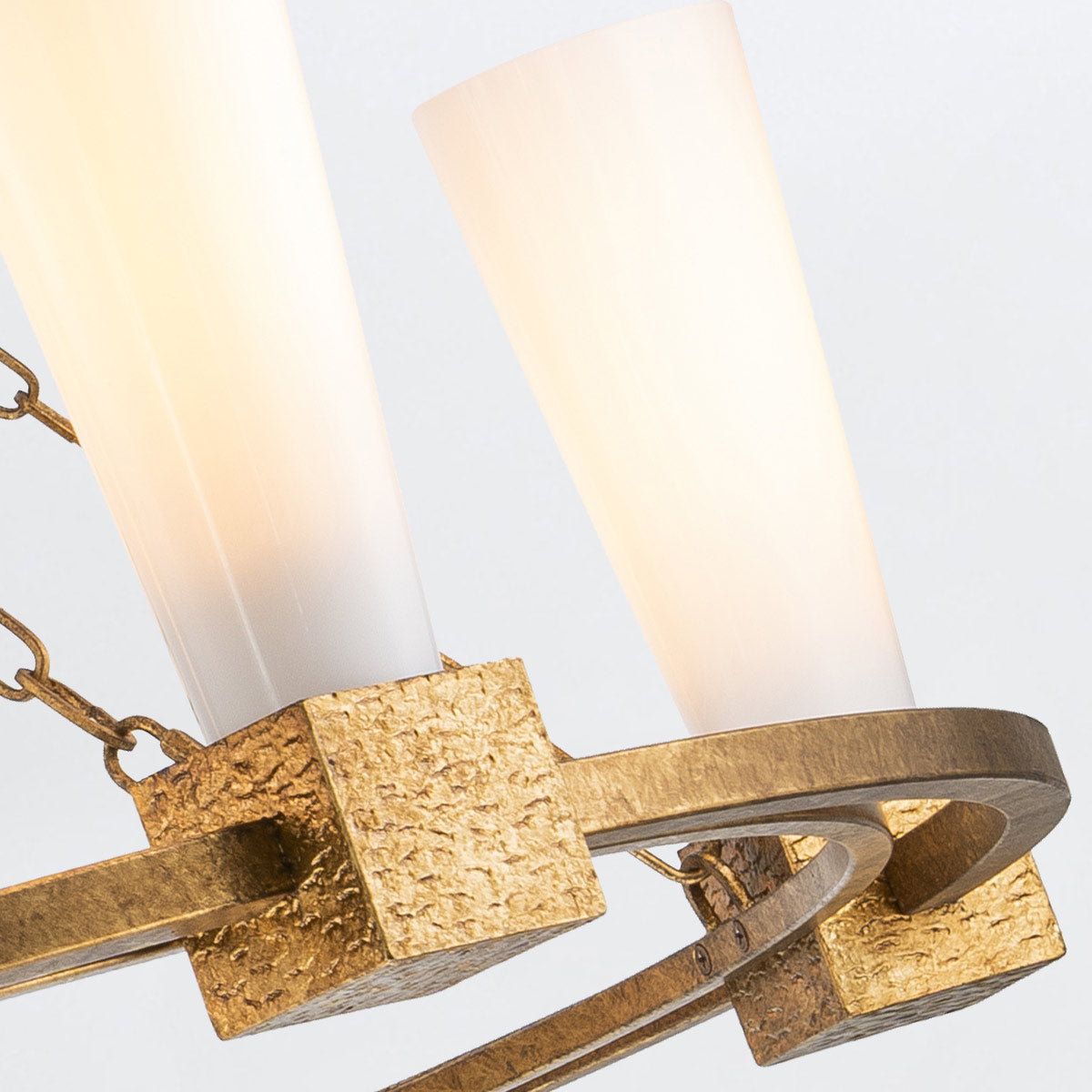 Elstead Kristy 5 Light Chandelier Distressed Gold with Opal Glass Shade