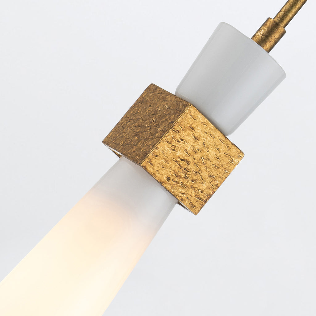 Elstead Kristy Mini Pendant Distressed Gold with Opal Glass Shade