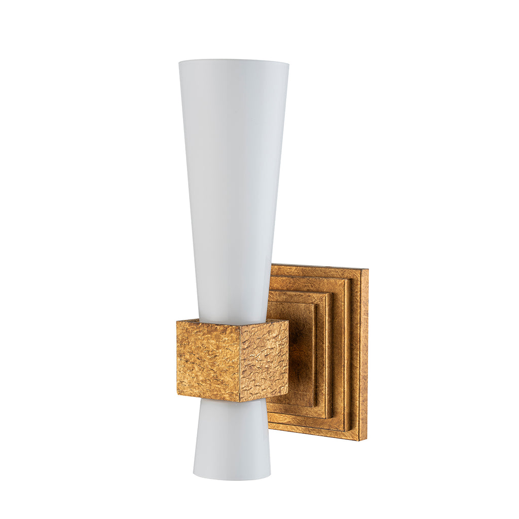 Elstead Kristy Wall Light Distressed Gold with Opal Glass Shade