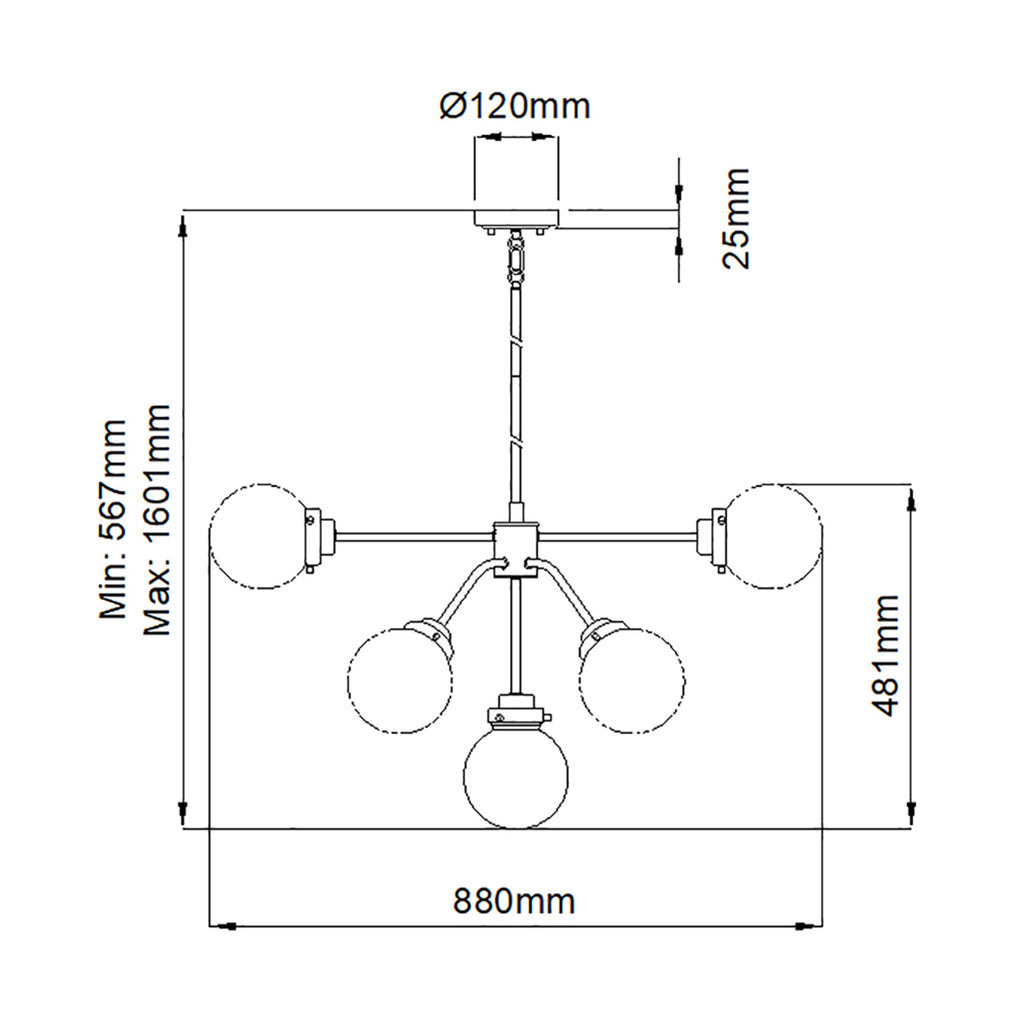 Elstead Kula 9 Light Chandelier in Polished Nickel