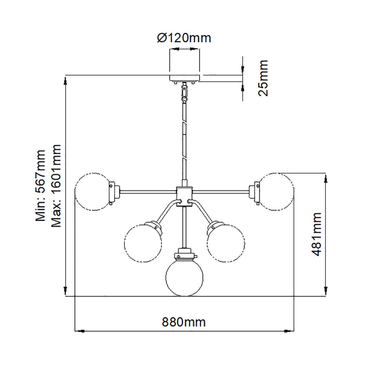 Elstead Kula 9 Light Chandelier in Polished Nickel