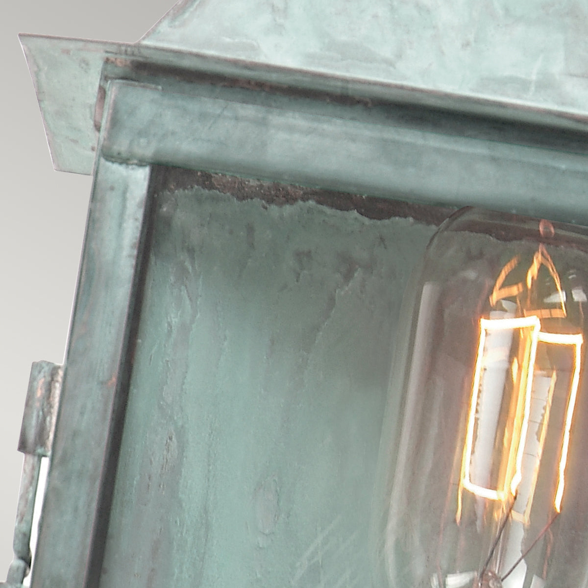Elstead Lambeth Palace Outdoor Wall Lantern in Solid Brass Verdigris Finish