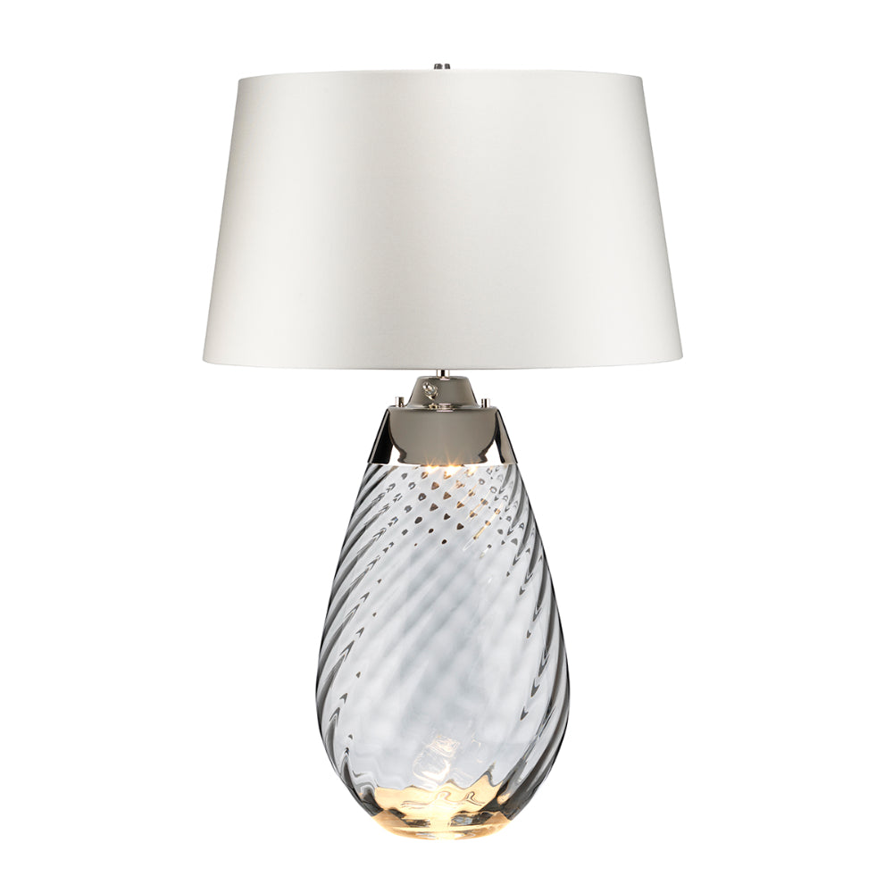 Elstead Lena Large 2 Light Table Lamp in Smoke with Off-White Shade