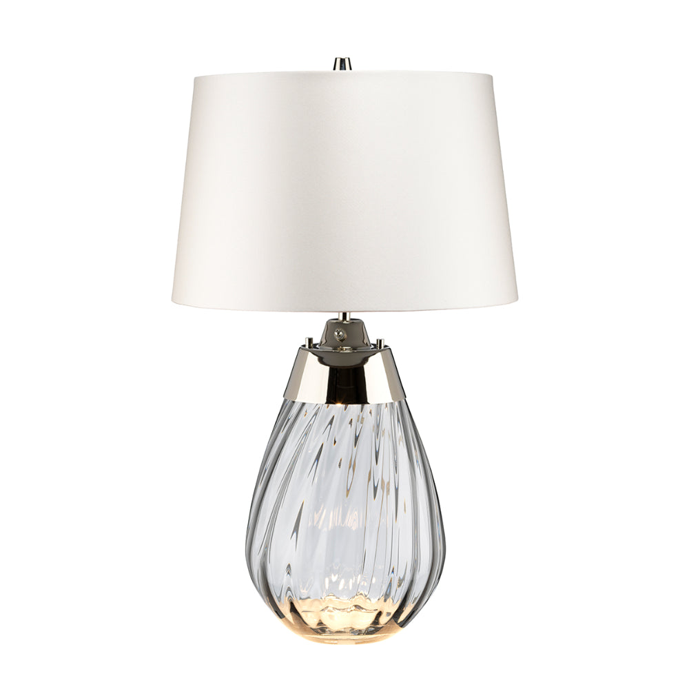 Elstead Lena Small 2 Light Table Lamp in Smoke with Off-White Shade