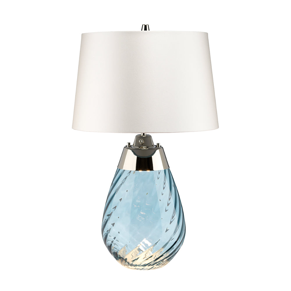 Elstead Lena Small Table Lamp in Blue with Off-White Shade