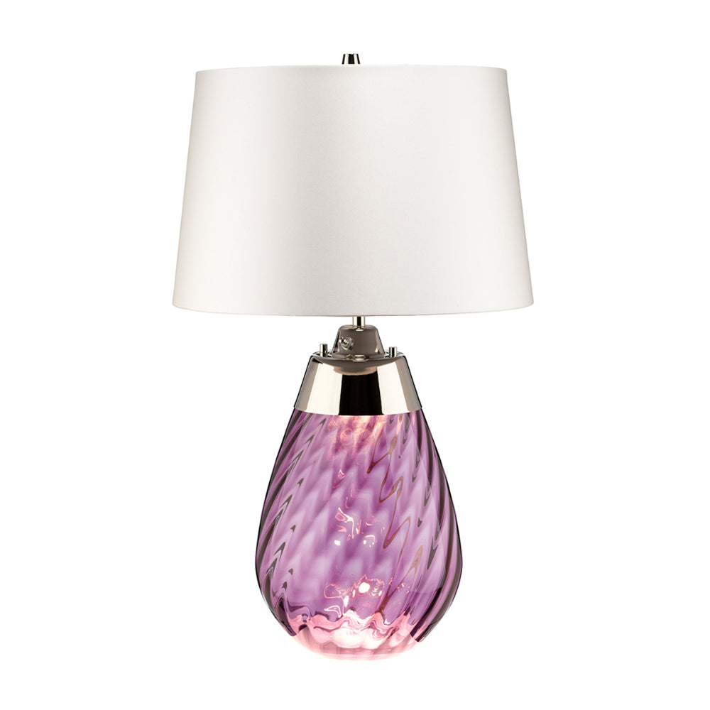 Elstead Lena Small Table Lamp in Plum with Off-White Shade