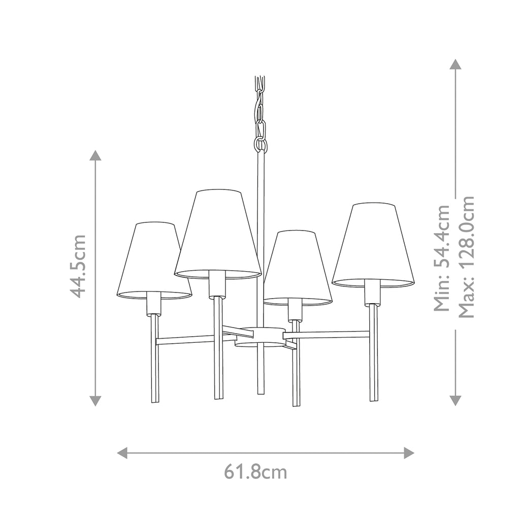 Elstead Lucerne 4 Light Chandelier in Steel and Brushed Nickel