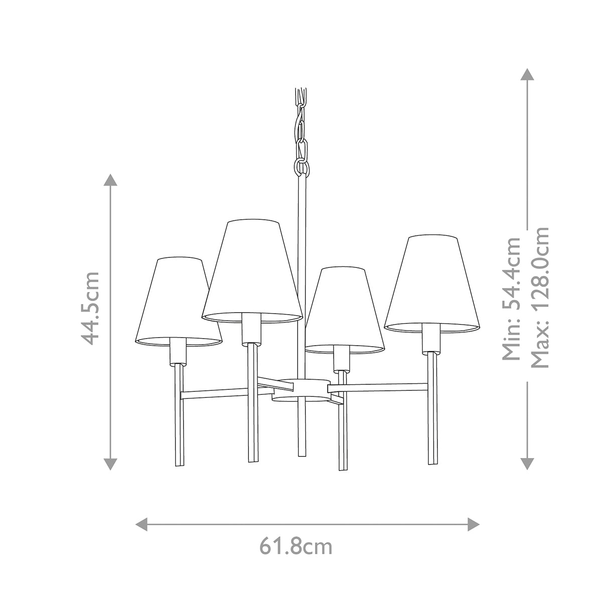 Elstead Lucerne 4 Light Chandelier in Steel and Brushed Nickel