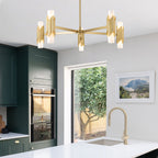 Elstead Marvele 10 Light Chandelier Aged Brass with Opal Glass Shade