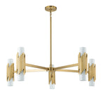 Elstead Marvele 10 Light Chandelier Aged Brass with Opal Glass Shade