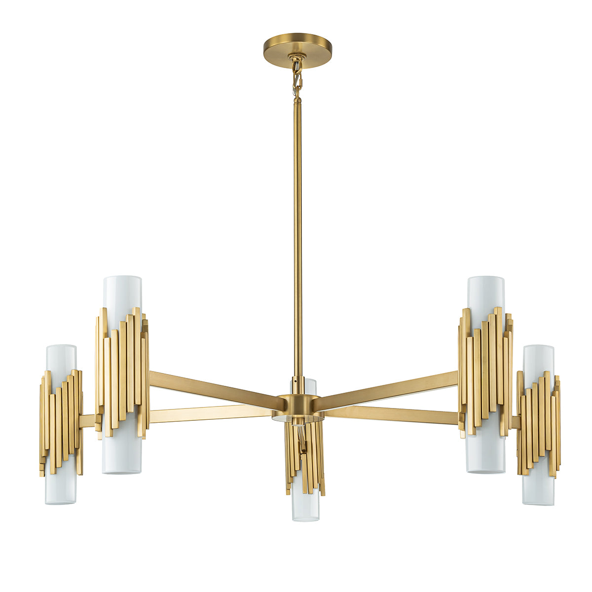 Elstead Marvele 10 Light Chandelier Aged Brass with Opal Glass Shade