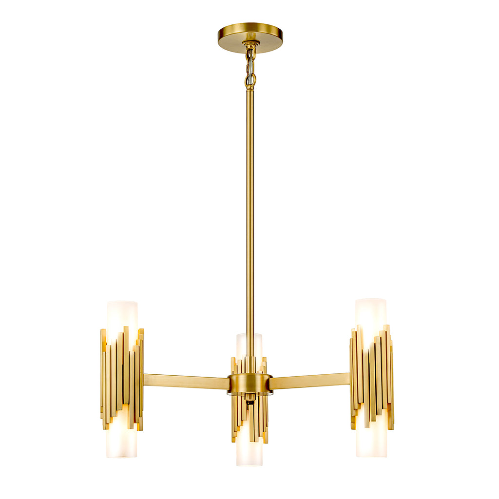 Elstead Marvele 6 Light Chandelier Aged Brass with Opal Glass Shade