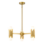Elstead Marvele 6 Light Chandelier Aged Brass with Opal Glass Shade