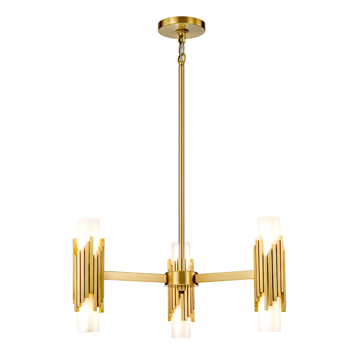 Elstead Marvele 6 Light Chandelier Aged Brass with Opal Glass Shade