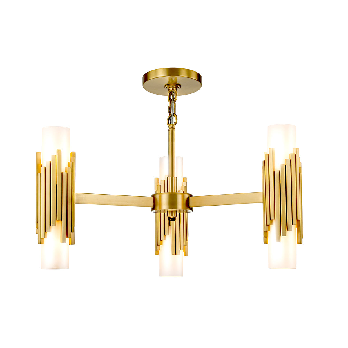 Elstead Marvele 6 Light Chandelier Aged Brass with Opal Glass Shade
