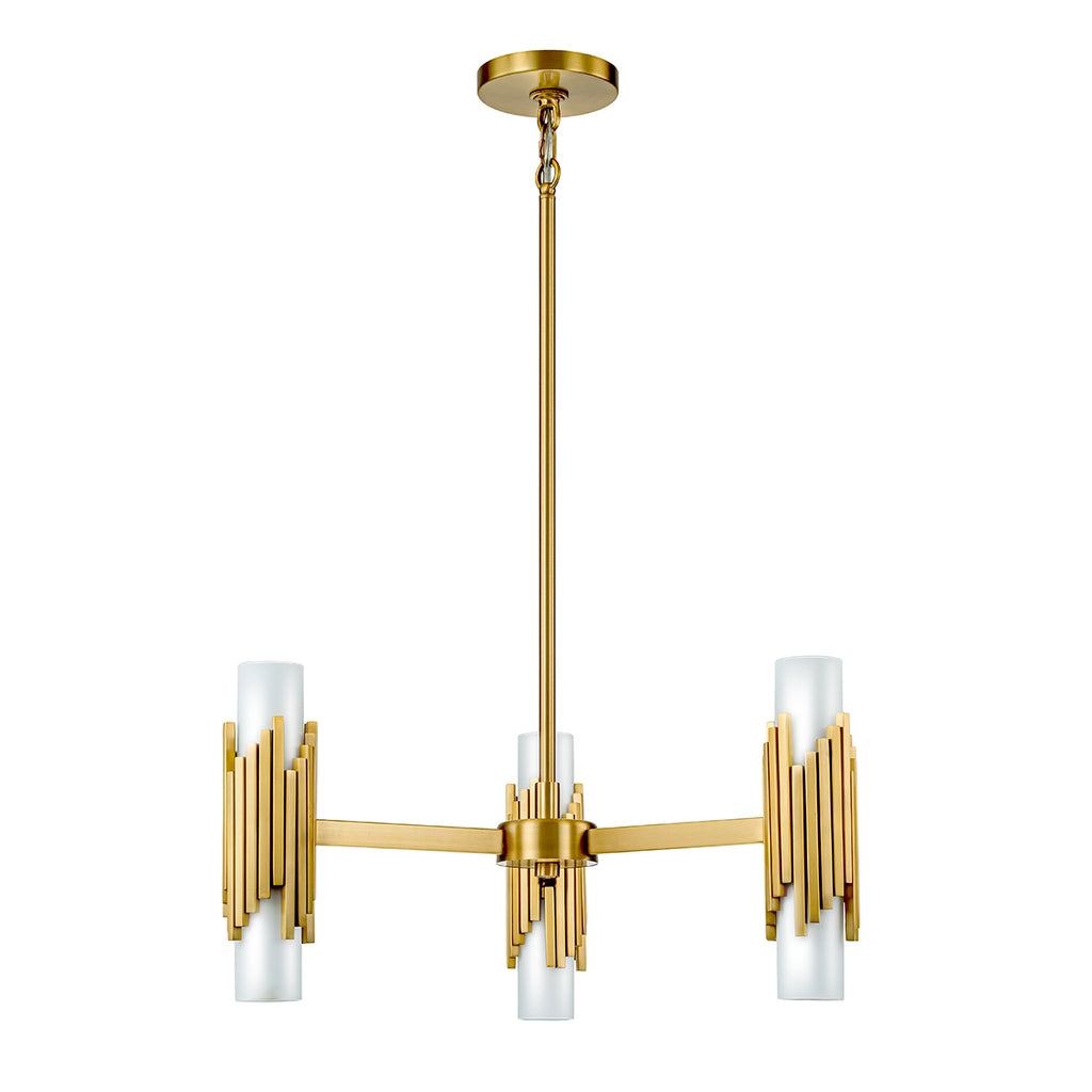 Elstead Marvele 6 Light Chandelier Aged Brass with Opal Glass Shade