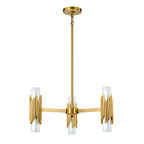 Elstead Marvele 6 Light Chandelier Aged Brass with Opal Glass Shade