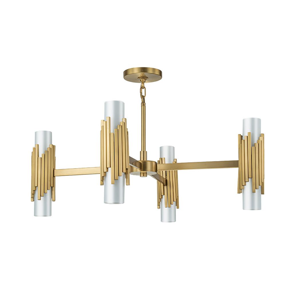 Elstead Marvele 8 Light Chandelier Aged Brass with Opal Glass Shade
